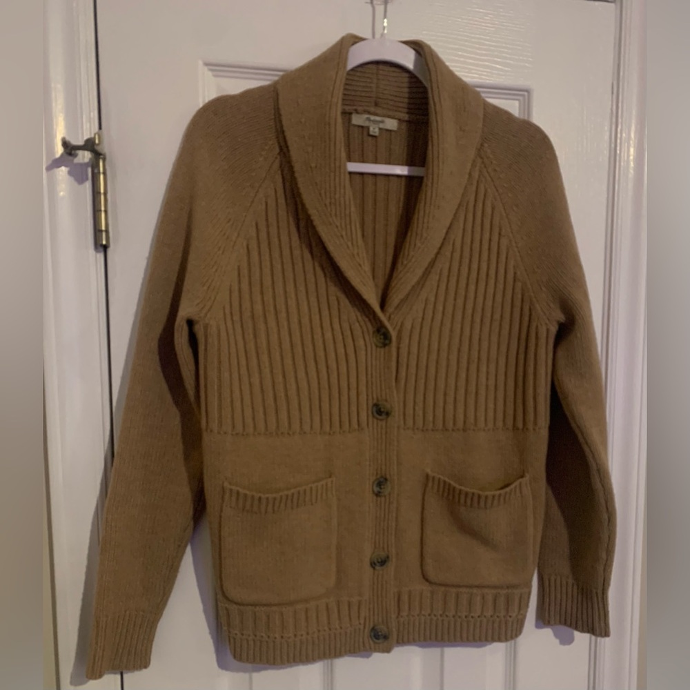 Madewell Merino Wool Cardigan Sweater Shawl Collar Ribbed Grandpa Size Medium